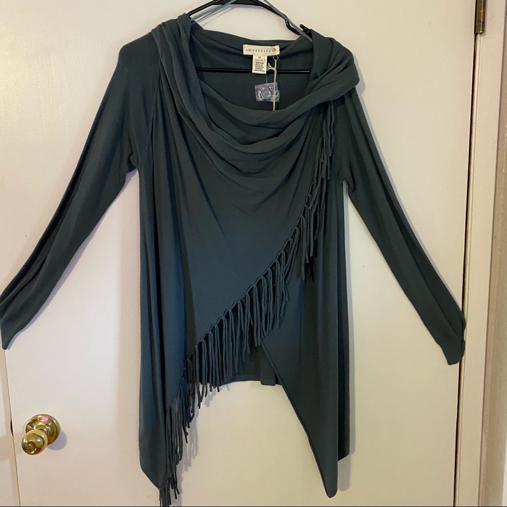 shawl fringe cardigan